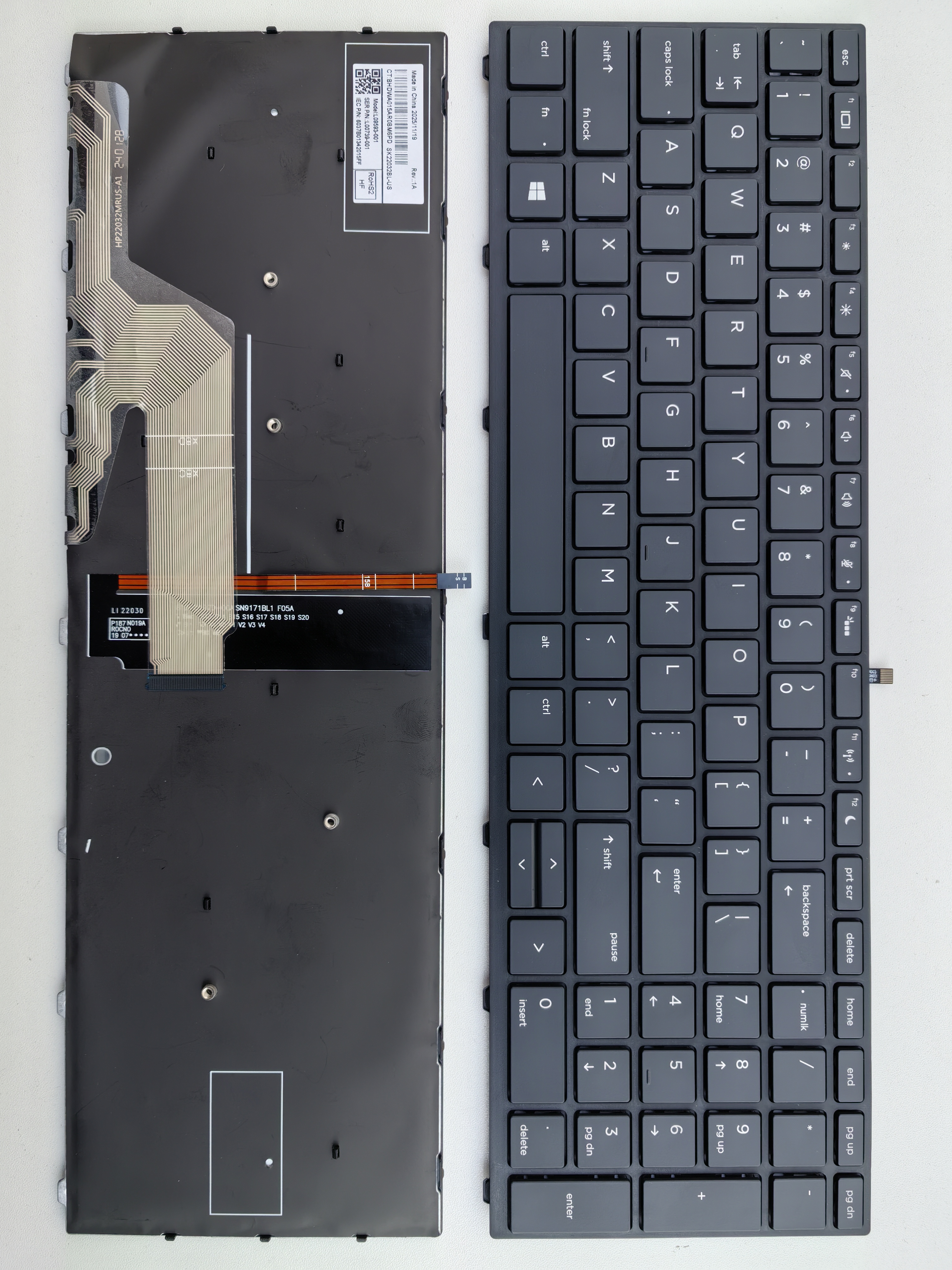 Picture of New Replacement Laptop Keyboard For HP 450G5/SK quality/455G5/470G5 BLACK FRAME BLACK Backlit (OEM) US Layout
